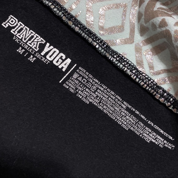 PINK Yoga shorts—black w/wide teal waistband, sz M - Picture 9 of 10